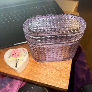 💜 Set of Two Glass Trinket Boxes (Rare Find)